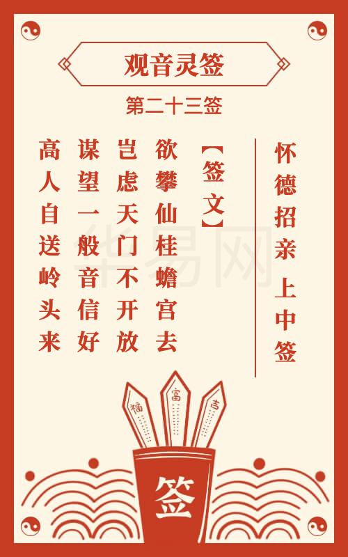 观音灵签 第23签