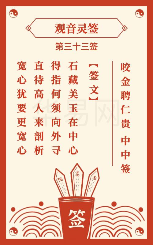 观音灵签 第33签