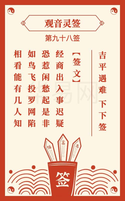 观音灵签 第98签
